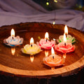 Rose Flower Floating Wax Candles For Diwali Decoration (Pack of 6)