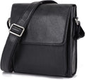Leather Messenger Shoulder Crossbody Bag for Men ( Black)
